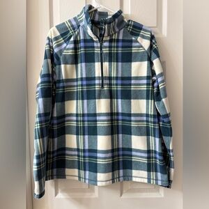 Eddie Bauer Blue and White Plaid Fleece
